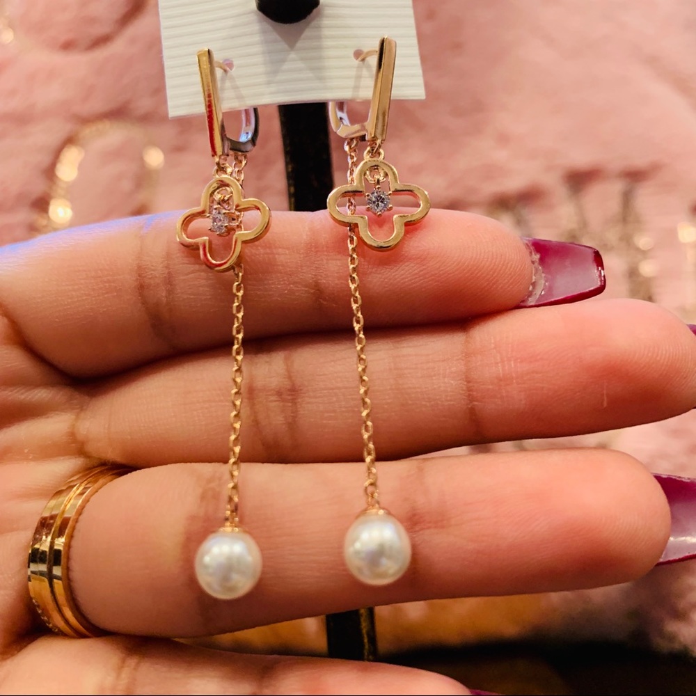 Korean Style Pearl Dangle Earrings